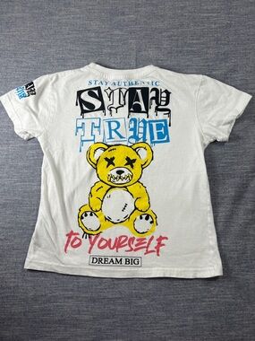 Seven Souls Size 8 Boys Teddy Bear DREAM BIG STAY TRUE Streetwear Graffiti Shirt
